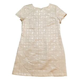 Xhilaration Cream Metallic Textured Short Sleeved Tent Dress L Retro Glam